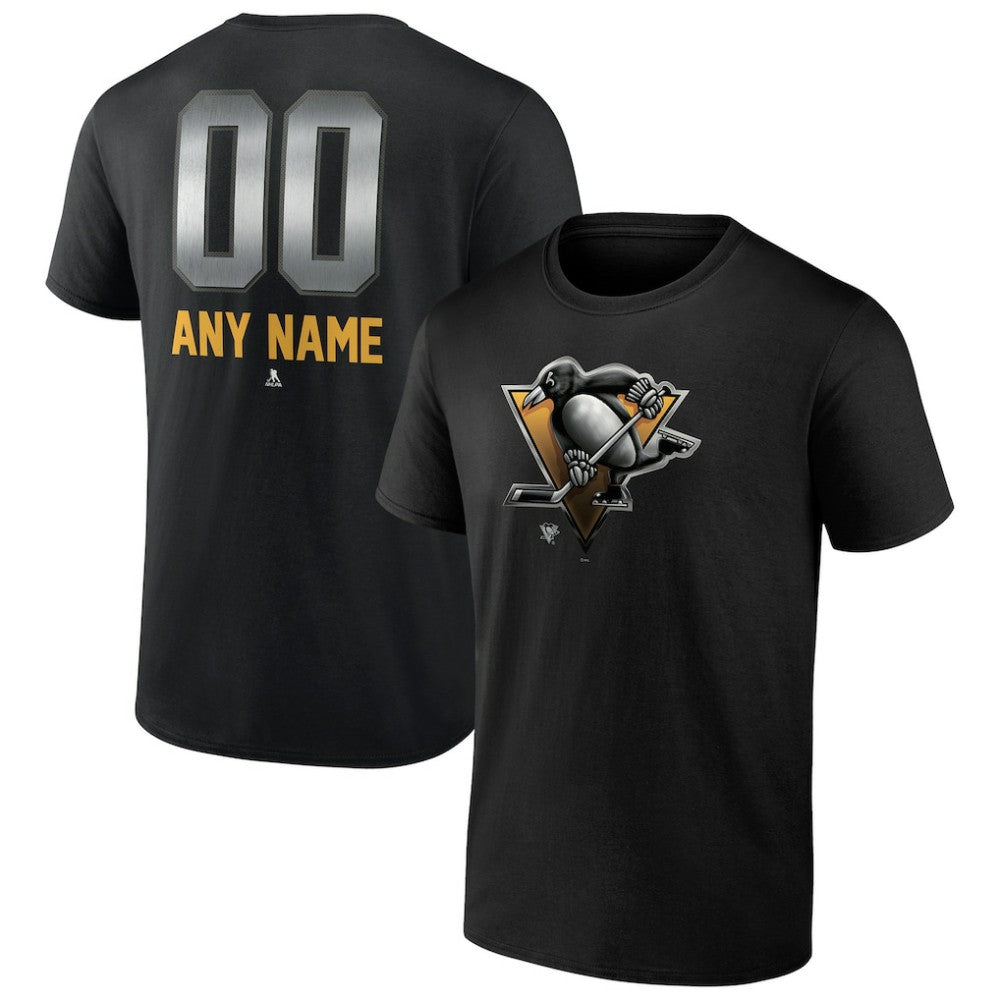 NHL Black Pittsburgh Penguins Personalized Midnight Mascot Logo T-Shirt