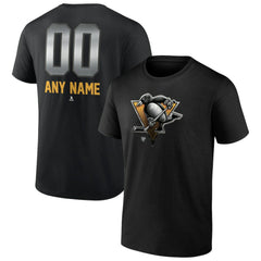NHL Black Pittsburgh Penguins Personalized Midnight Mascot Logo T-Shirt