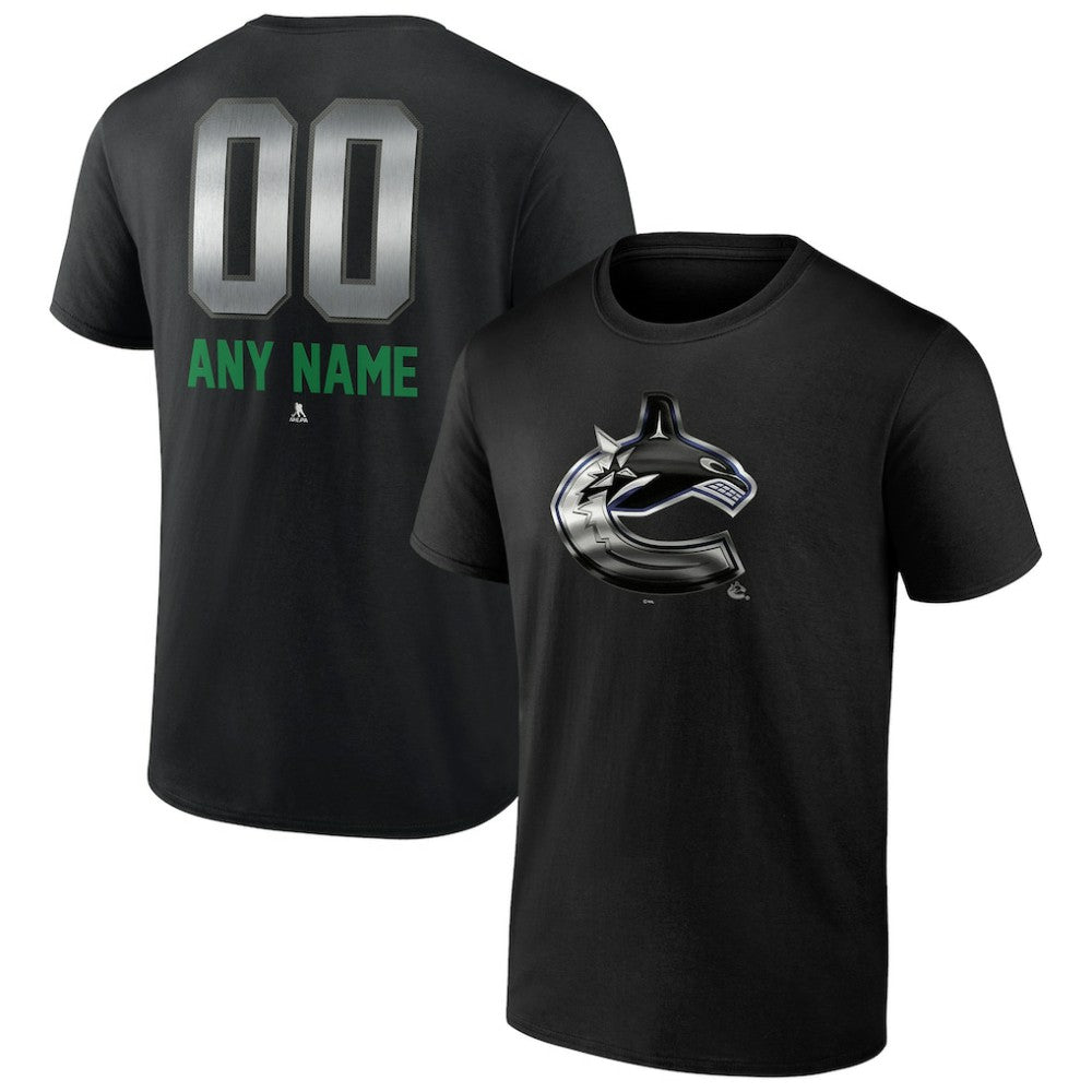 NHL Black Vancouver Canucks Personalized Midnight Mascot Logo T-Shirt
