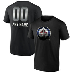 NHL Black Winnipeg Jets Personalized Midnight Mascot Logo T-Shirt
