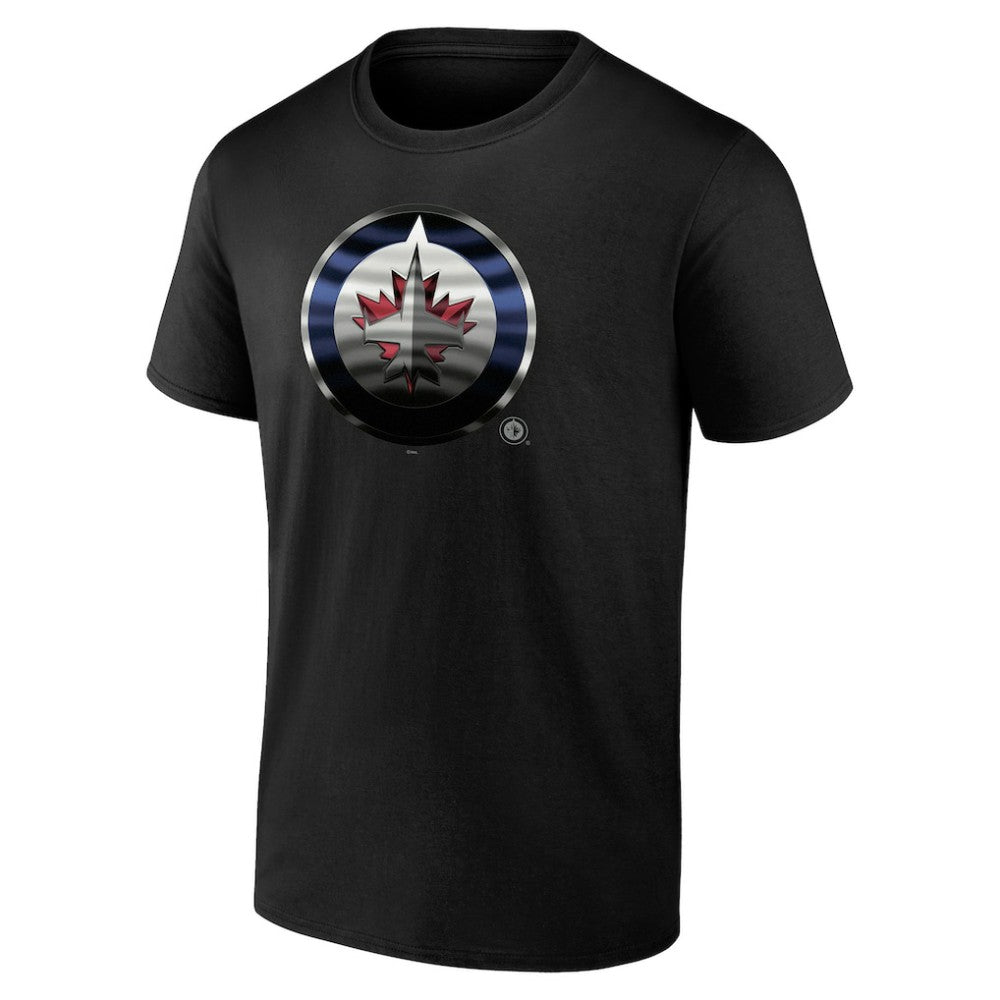 NHL Black Winnipeg Jets Personalized Midnight Mascot Logo T-Shirt