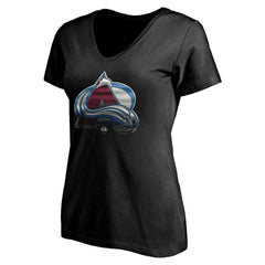 NHL Black Colorado Avalanche Women's Personalized Midnight Mascot Logo V-Neck T-Shirt