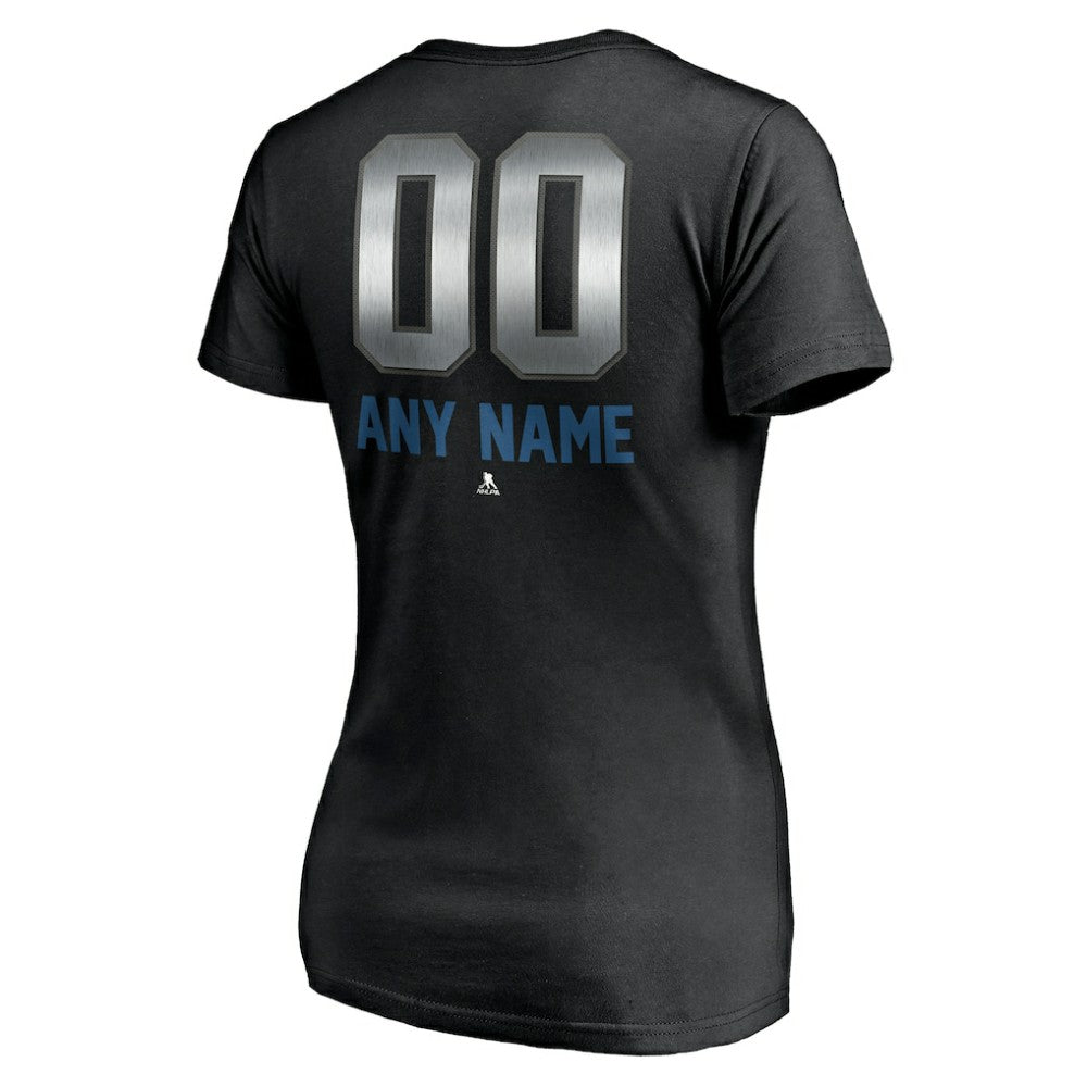 NHL Black Colorado Avalanche Women's Personalized Midnight Mascot Logo V-Neck T-Shirt