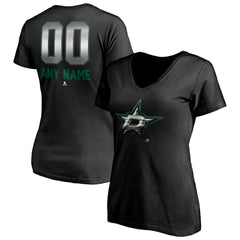 NHL Black Dallas Stars Women's Personalized Midnight Mascot Logo V-Neck T-Shirt