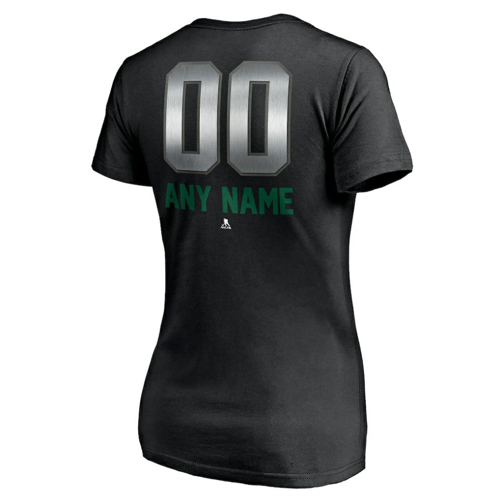 NHL Black Dallas Stars Women's Personalized Midnight Mascot Logo V-Neck T-Shirt