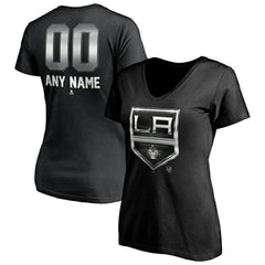 NHL Black Los Angeles Kings Women's Personalized Midnight Mascot Logo V-Neck T-Shirt