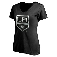 NHL Black Los Angeles Kings Women's Personalized Midnight Mascot Logo V-Neck T-Shirt