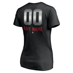 NHL Black Montreal Canadiens Women's Personalized Midnight Mascot Logo V-Neck T-Shirt