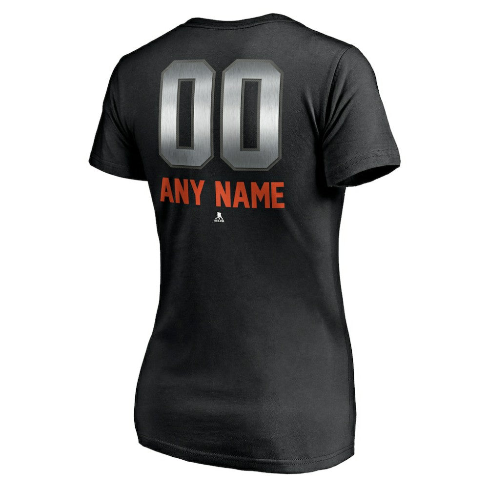 NHL Black New York Islanders Women's Personalized Midnight Mascot Logo V-Neck T-Shirt