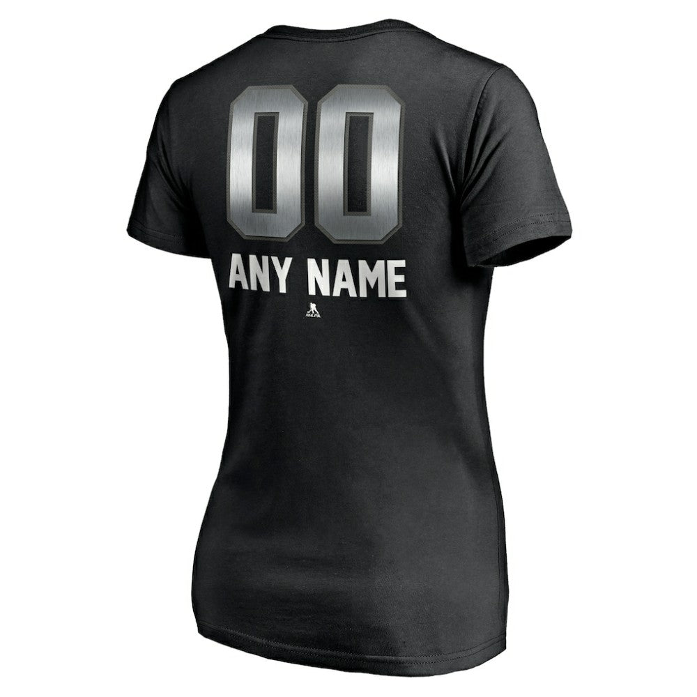 NHL Black Toronto Maple Leafs Women's Personalized Midnight Mascot Logo V-Neck T-Shirt