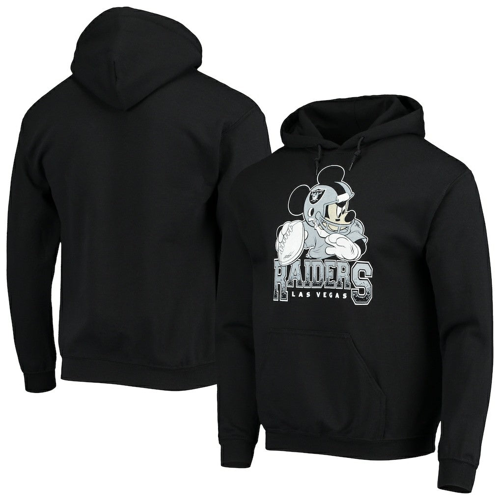 Junk Food Disney Mickey Quarterback Pullover Hoodie - Las Vegas Raiders