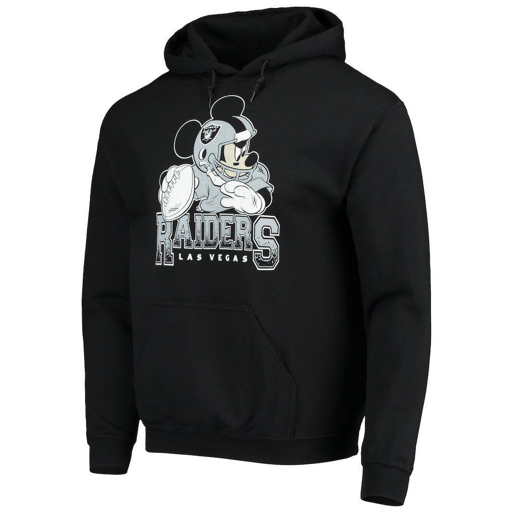 Junk Food Disney Mickey Quarterback Pullover Hoodie - Las Vegas Raiders