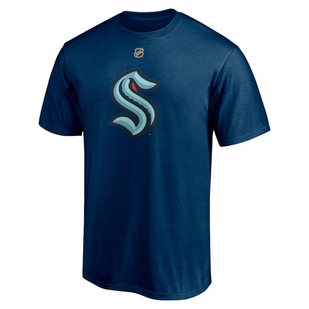 NHL Deep Sea Blue Philipp Grubauer Seattle Kraken Fanatics Authentic Stack Name & Number T-Shirt