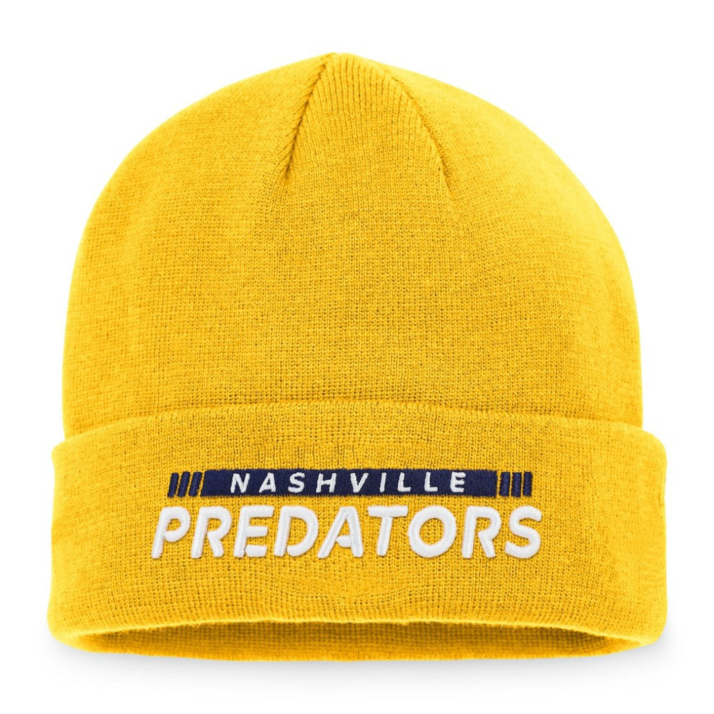 NHL Gold Nashville Predators Fanatics Authentic Pro Rink Cuffed Knit Hat
