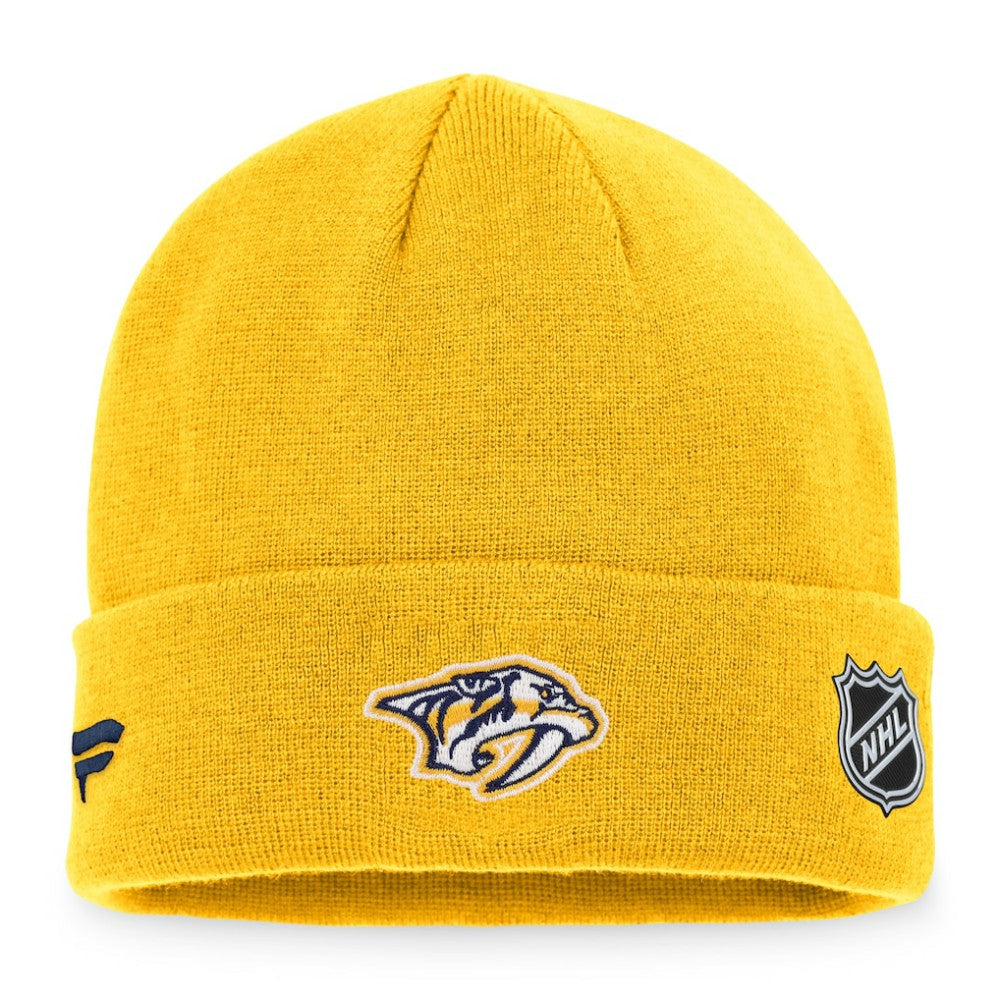 NHL Gold Nashville Predators Fanatics Authentic Pro Rink Cuffed Knit Hat