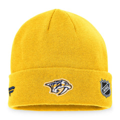 NHL Gold Nashville Predators Fanatics Authentic Pro Rink Cuffed Knit Hat