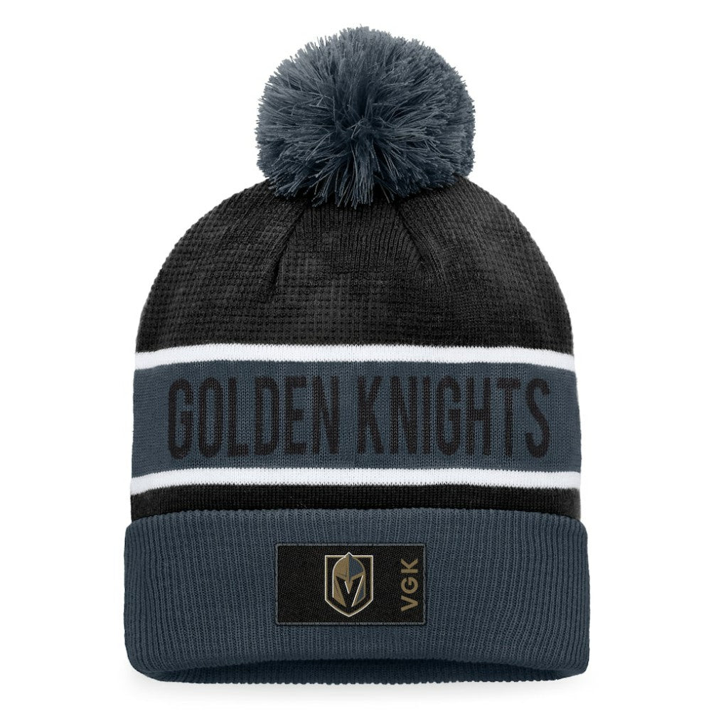 NHL Gray/Black Vegas Golden Knights Fanatics Authentic Pro Rink Cuffed Knit Hat with Pom