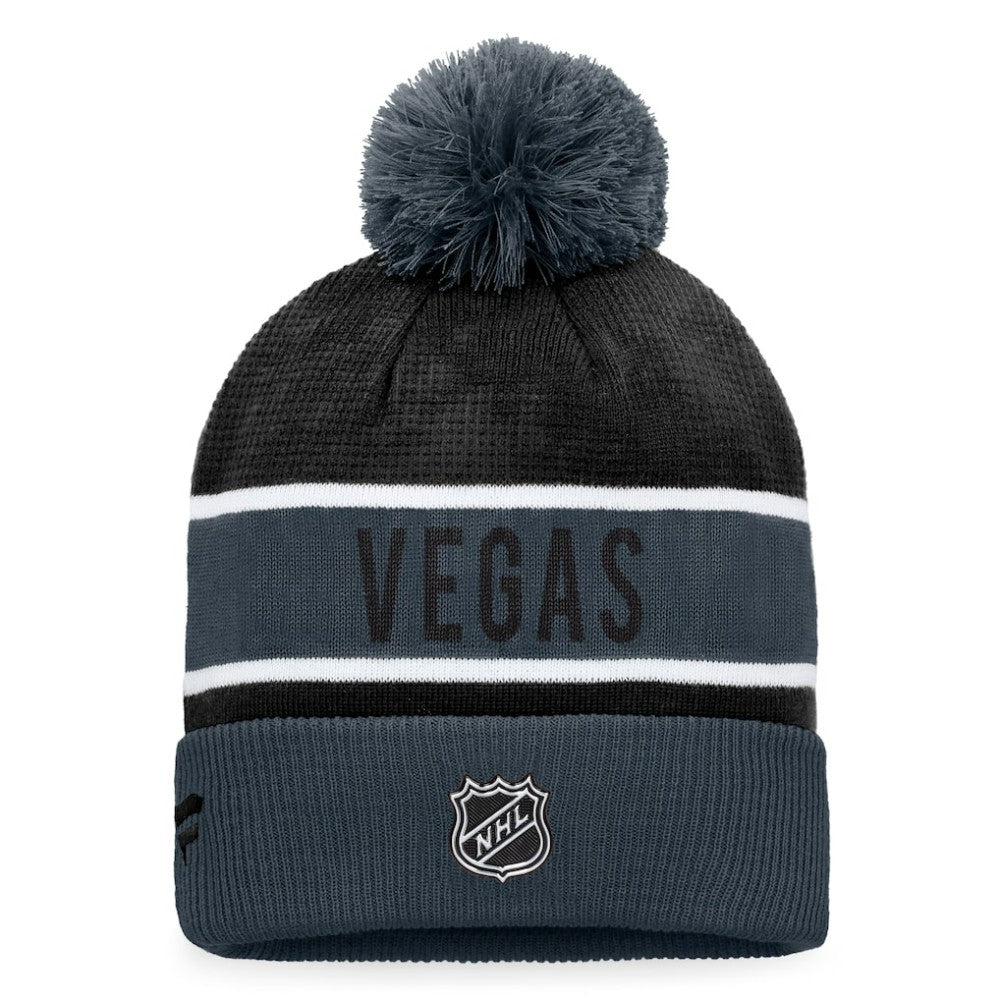 NHL Gray/Black Vegas Golden Knights Fanatics Authentic Pro Rink Cuffed Knit Hat with Pom
