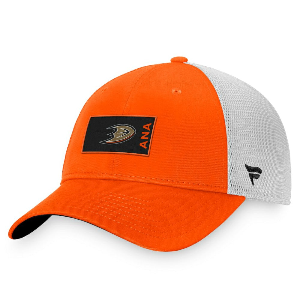 NHL Orange/White Anaheim Ducks Fanatics Authentic Pro Rink Trucker Snapback Hat