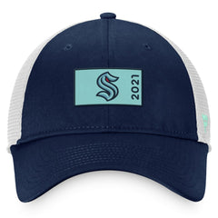NHL Deep Sea Blue/White Seattle Kraken Fanatics Authentic Pro Rink Trucker Snapback Hat