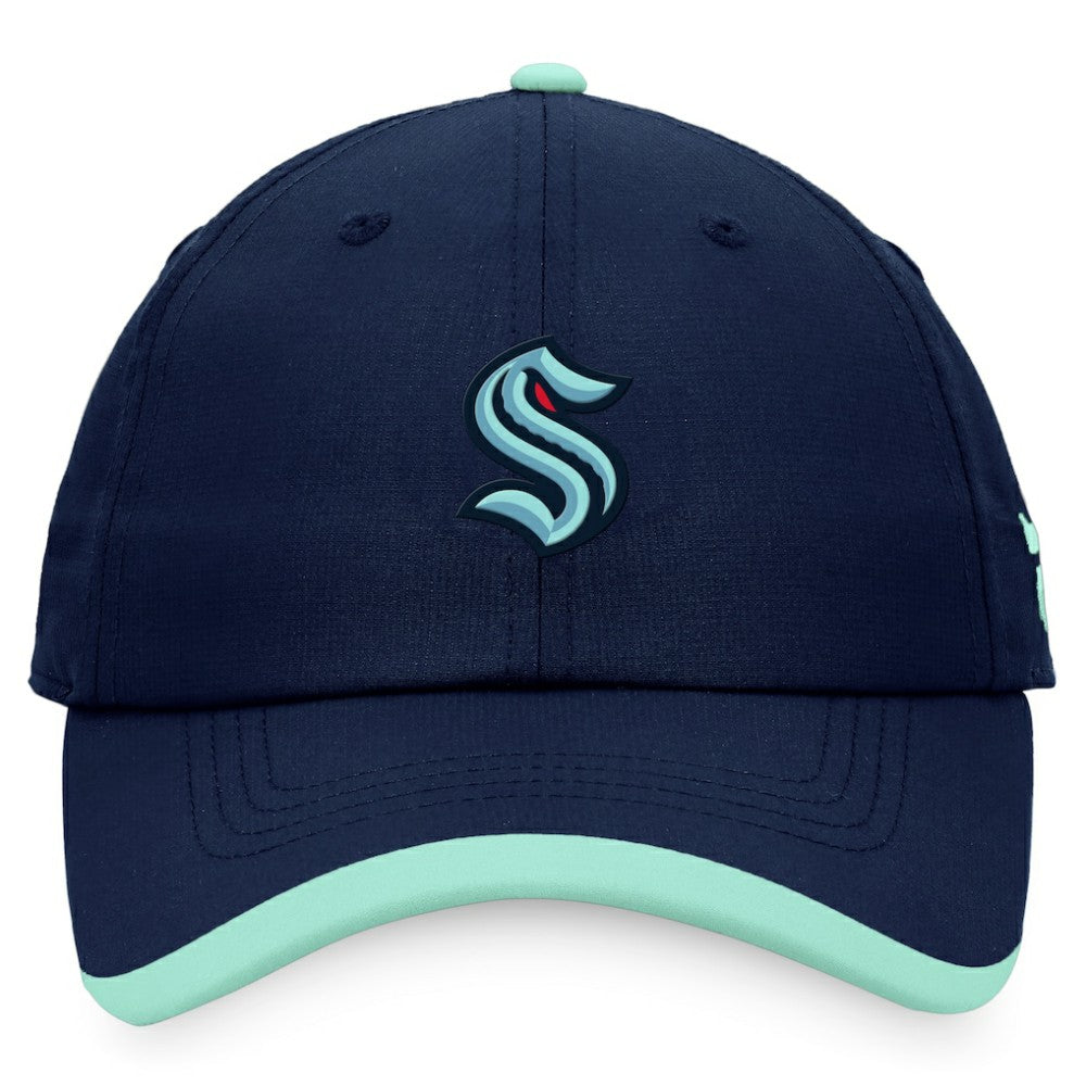 NHL Deep Sea Blue Seattle Kraken Fanatics Authentic Pro Rink Pinnacle Adjustable Hat