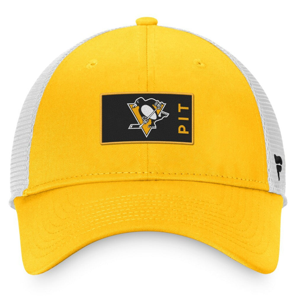 NHL Gold/White Pittsburgh Penguins Fanatics Authentic Pro Rink Trucker Snapback Hat
