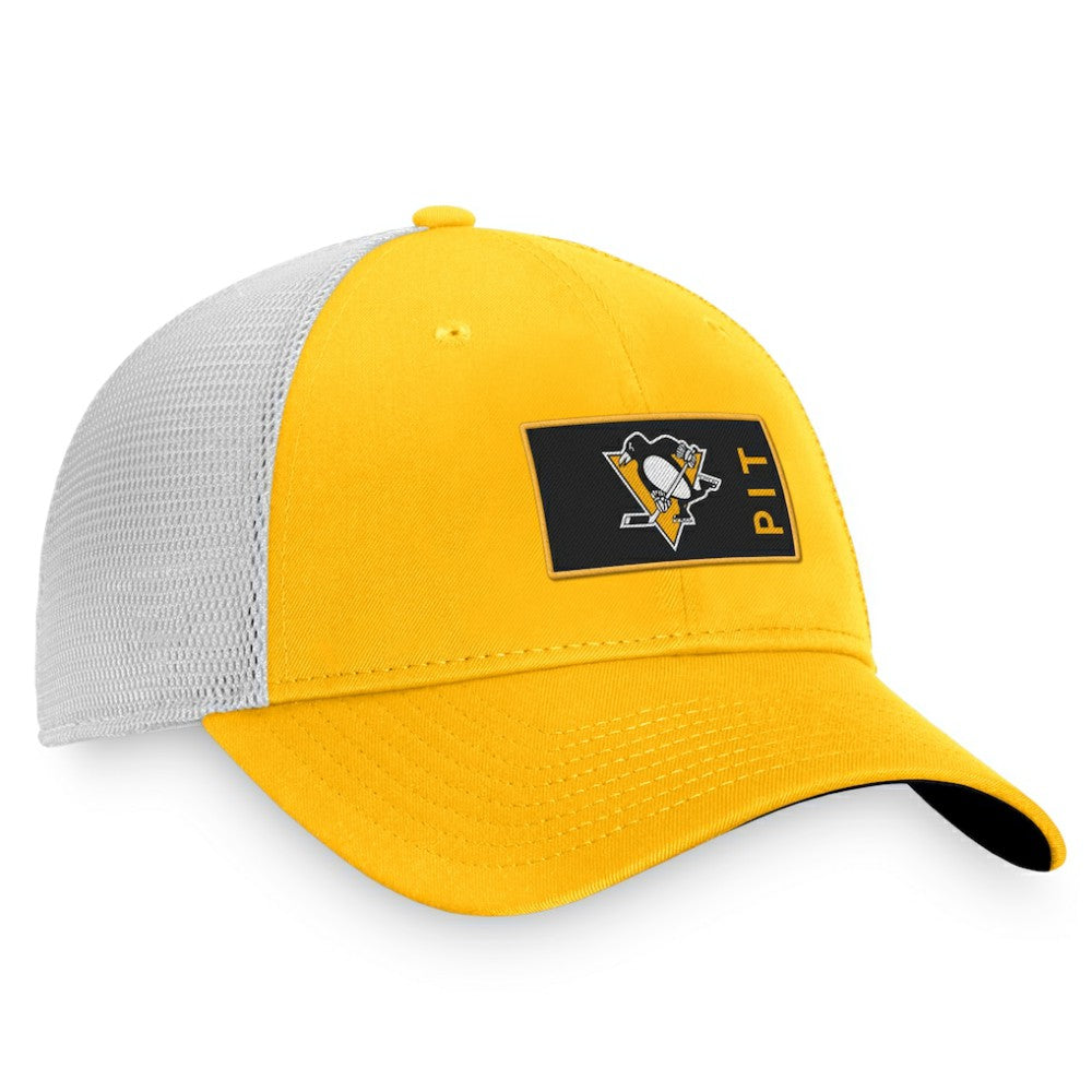 NHL Gold/White Pittsburgh Penguins Fanatics Authentic Pro Rink Trucker Snapback Hat