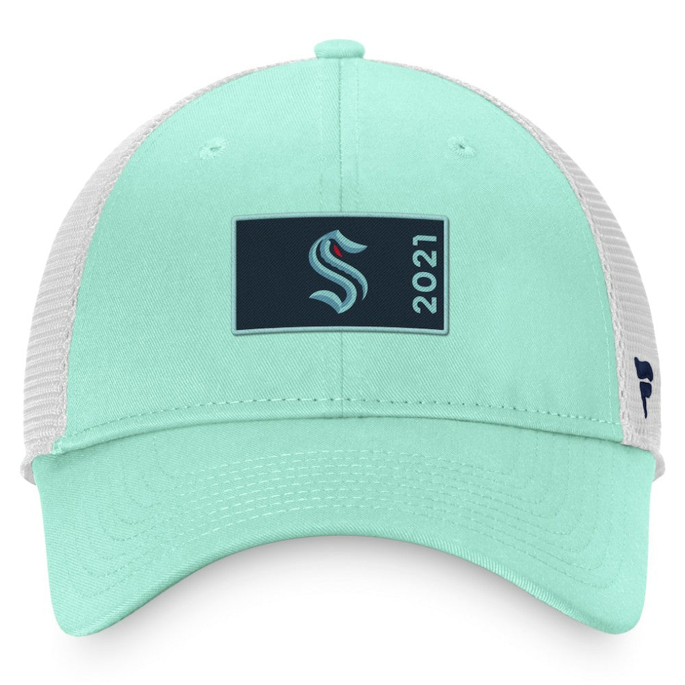 NHL Light Blue/White Seattle Kraken Fanatics Authentic Pro Rink Trucker Snapback Hat