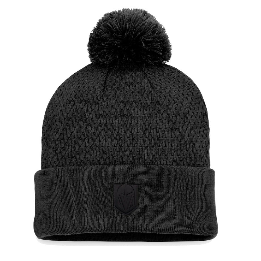 NHL Black Vegas Golden Knights Fanatics Women's Authentic Pro Road Cuffed Knit Hat with Pom