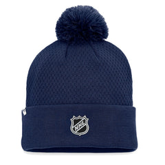 NHL Navy Washington Capitals Fanatics Women's Authentic Pro Road Cuffed Knit Hat with Pom