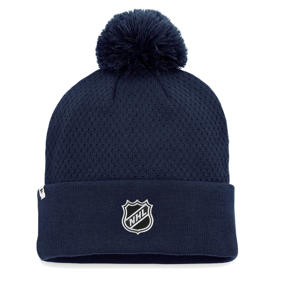 NHL Navy Nashville Predators Fanatics Women's Authentic Pro Road Cuffed Knit Hat with Pom