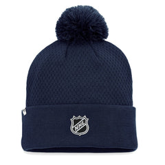NHL Navy Nashville Predators Fanatics Women's Authentic Pro Road Cuffed Knit Hat with Pom