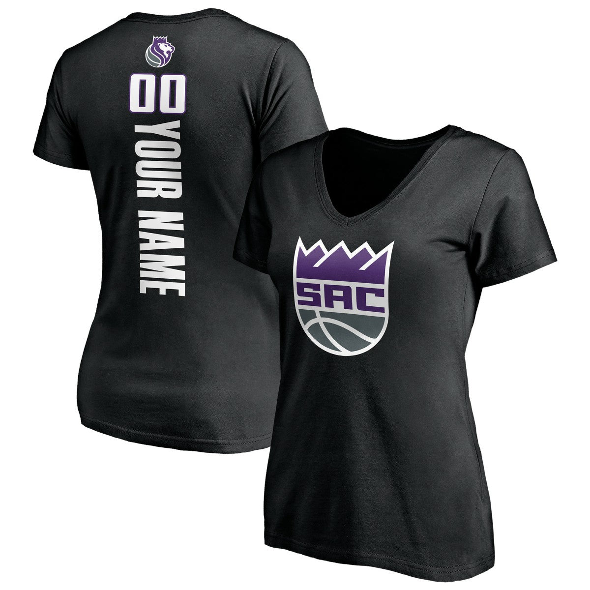NBA Sacramento Kings Women's Personalized Playmaker Team V-Neck T-Shirt