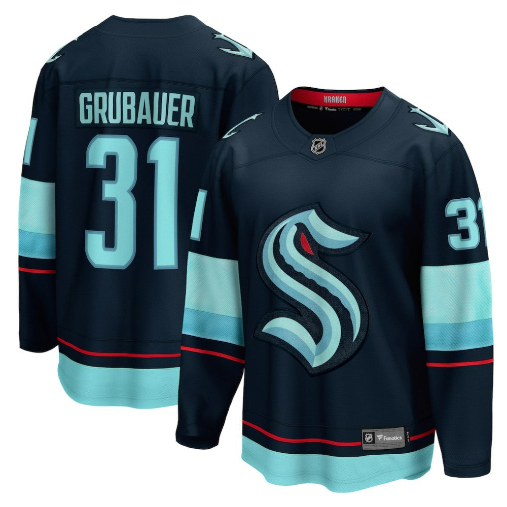 NHL Navy Philipp Grubauer Seattle Kraken Fanatics Home Breakaway Player Jersey