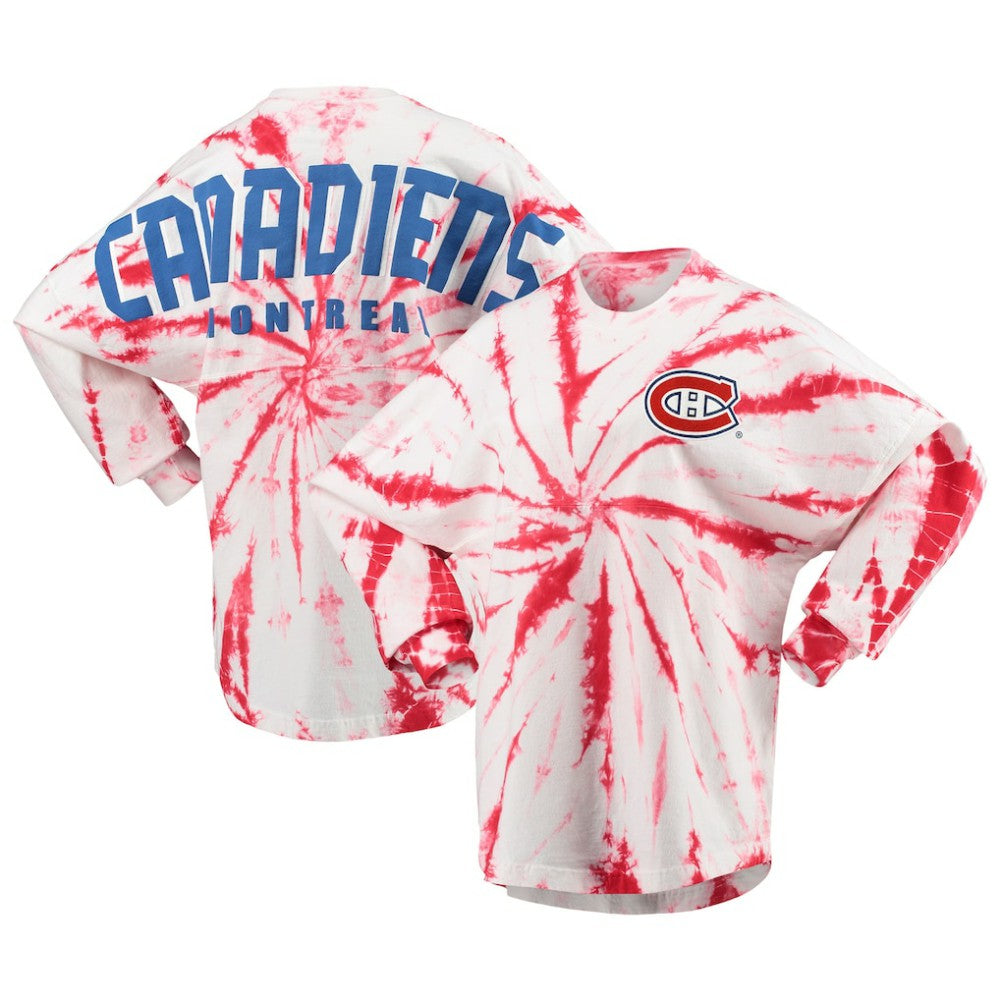 NHL Red Montreal Canadiens Women's Spiral Tie-Dye Long Sleeve T-Shirt