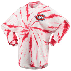 NHL Red Montreal Canadiens Women's Spiral Tie-Dye Long Sleeve T-Shirt