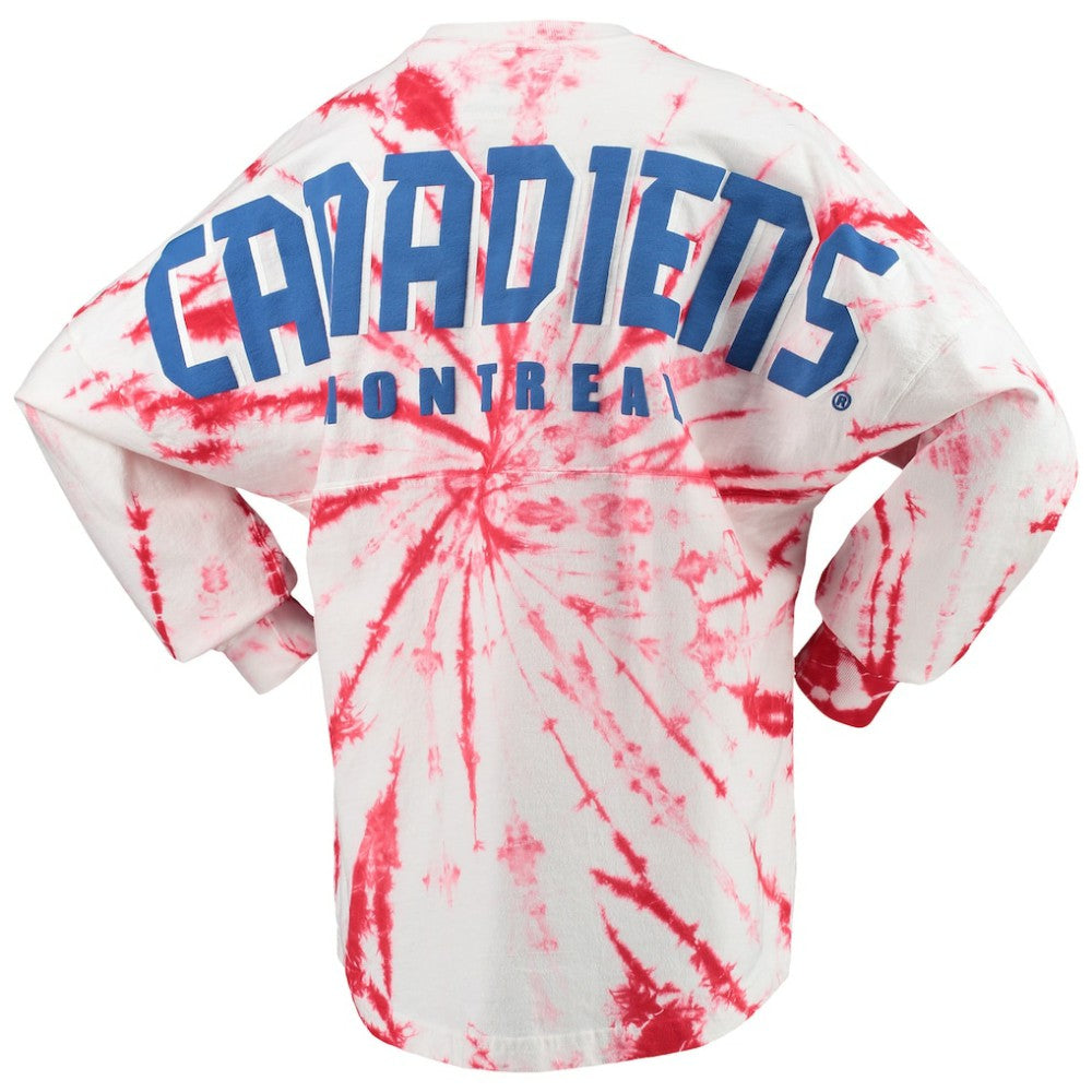 NHL Red Montreal Canadiens Women's Spiral Tie-Dye Long Sleeve T-Shirt