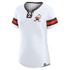 Women's Brownie The Elf Gridiron Classics Sunday Best Lace-Up T-Shirt - Cleveland Browns