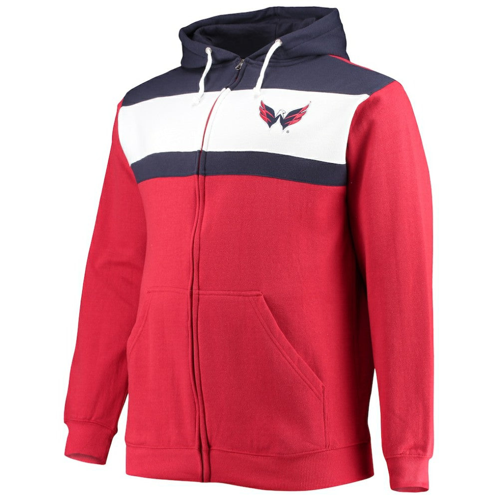 NHL Red Alexander Ovechkin Washington Capitals Profile Big & Tall Colorblock Full-Zip Hoodie