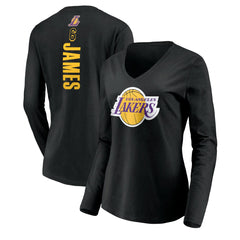 NBA LeBron James Los Angeles Lakers Women's #6 Playmaker Name & Number Long Sleeve V-Neck T-Shirt