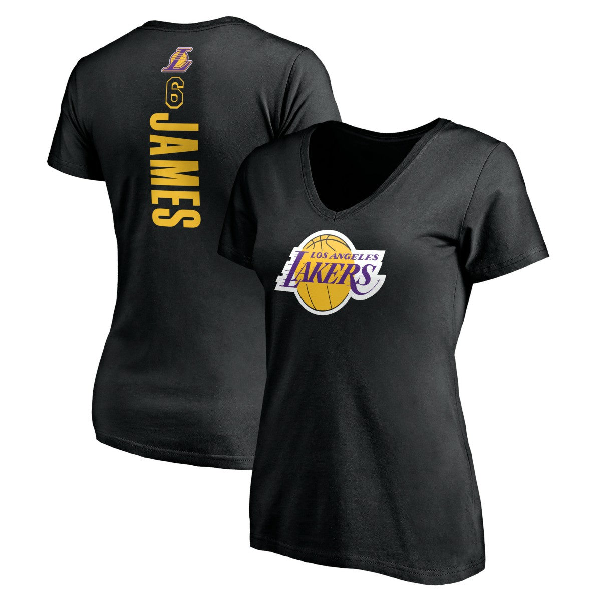 NBA LeBron James Los Angeles Lakers Women's #6 Playmaker Name & Number V-Neck T-Shirt