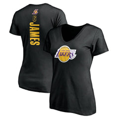 NBA LeBron James Los Angeles Lakers Women's #6 Playmaker Name & Number V-Neck T-Shirt