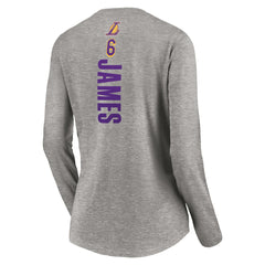 NBA LeBron James Los Angeles Lakers Women's #6 Playmaker Name & Number Long Sleeve V-Neck T-Shirt
