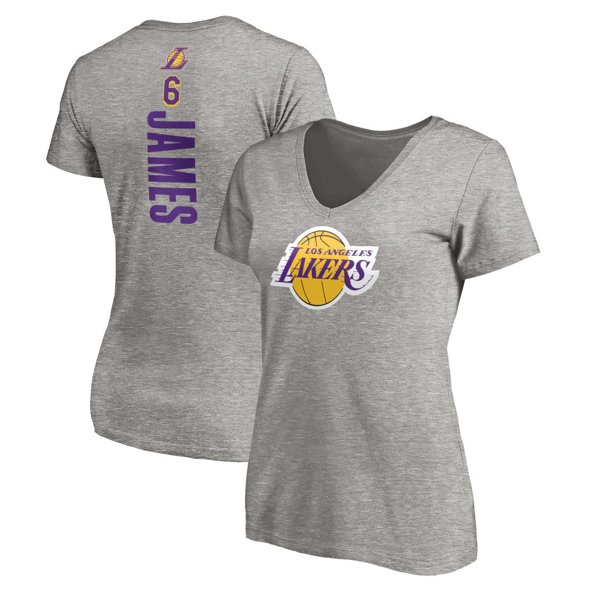 NBA LeBron James Los Angeles Lakers Women's #6 Playmaker Name & Number V-Neck T-Shirt
