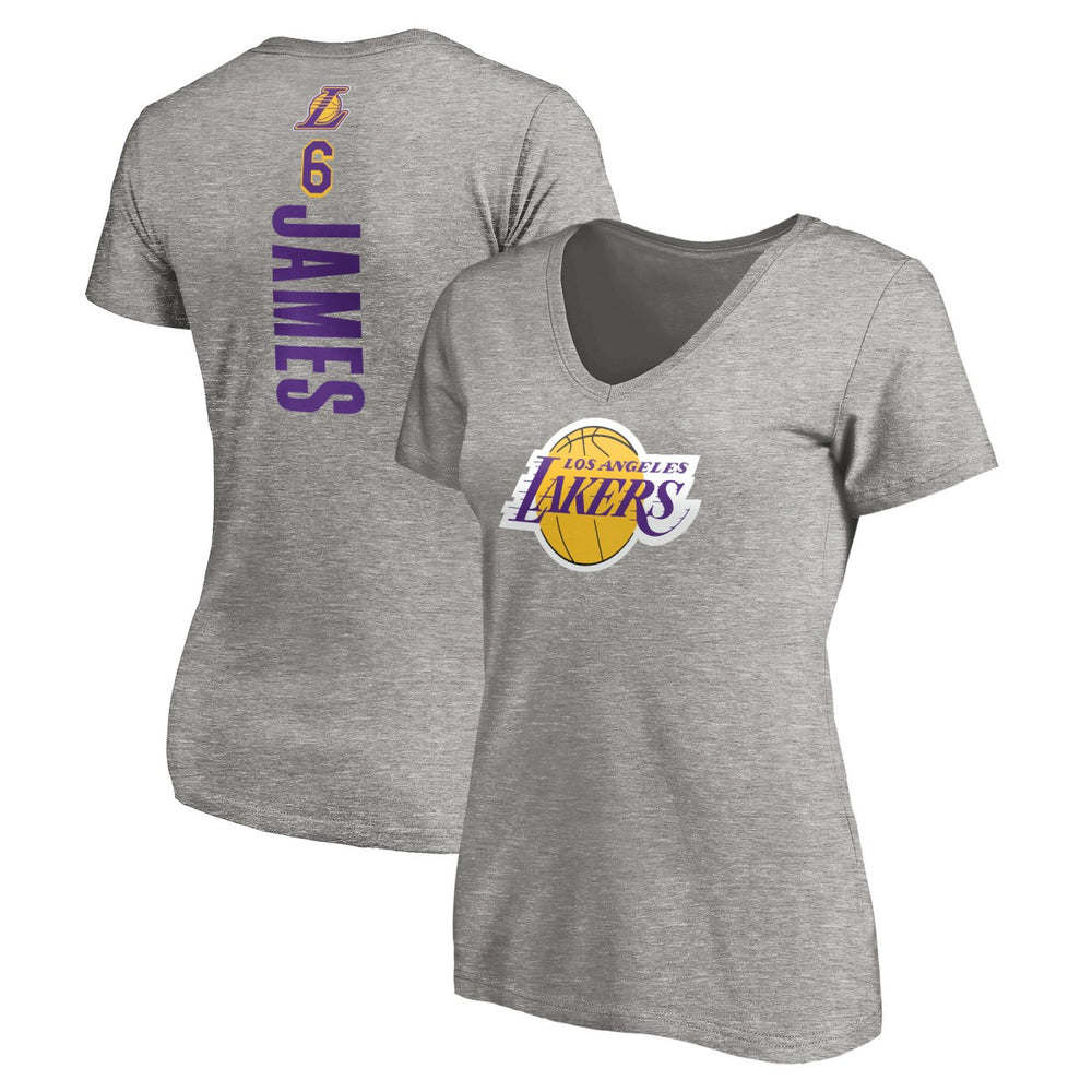 NBA LeBron James Los Angeles Lakers Women's #6 Playmaker Name & Number V-Neck T-Shirt