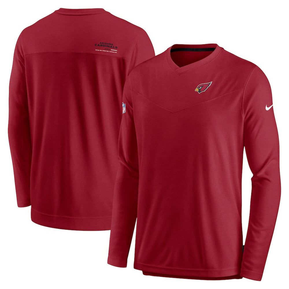 Sideline Coach Chevron Lock Up Long Sleeve V-Neck Performance T-Shirt - Arizona Cardinals