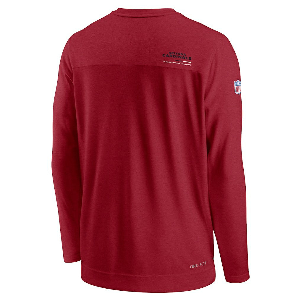 Sideline Coach Chevron Lock Up Long Sleeve V-Neck Performance T-Shirt - Arizona Cardinals