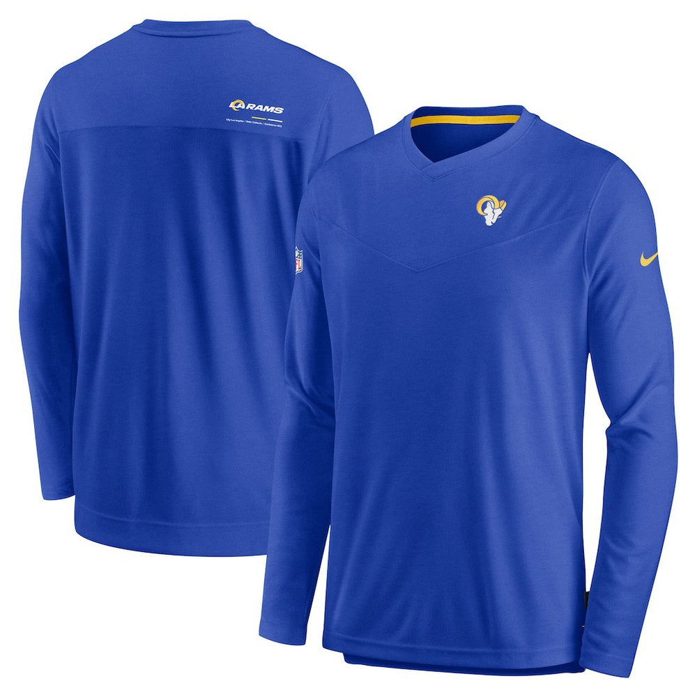 Sideline Coach Chevron Lock Up Long Sleeve V-Neck Performance T-Shirt - Los Angeles Rams