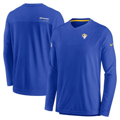 Sideline Coach Chevron Lock Up Long Sleeve V-Neck Performance T-Shirt - Los Angeles Rams