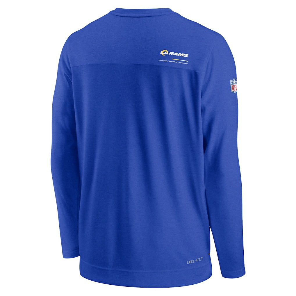Sideline Coach Chevron Lock Up Long Sleeve V-Neck Performance T-Shirt - Los Angeles Rams